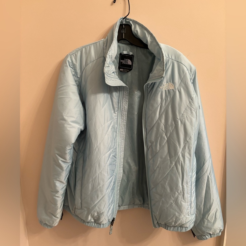 North Face Women’s size Large aqua zip up jacket